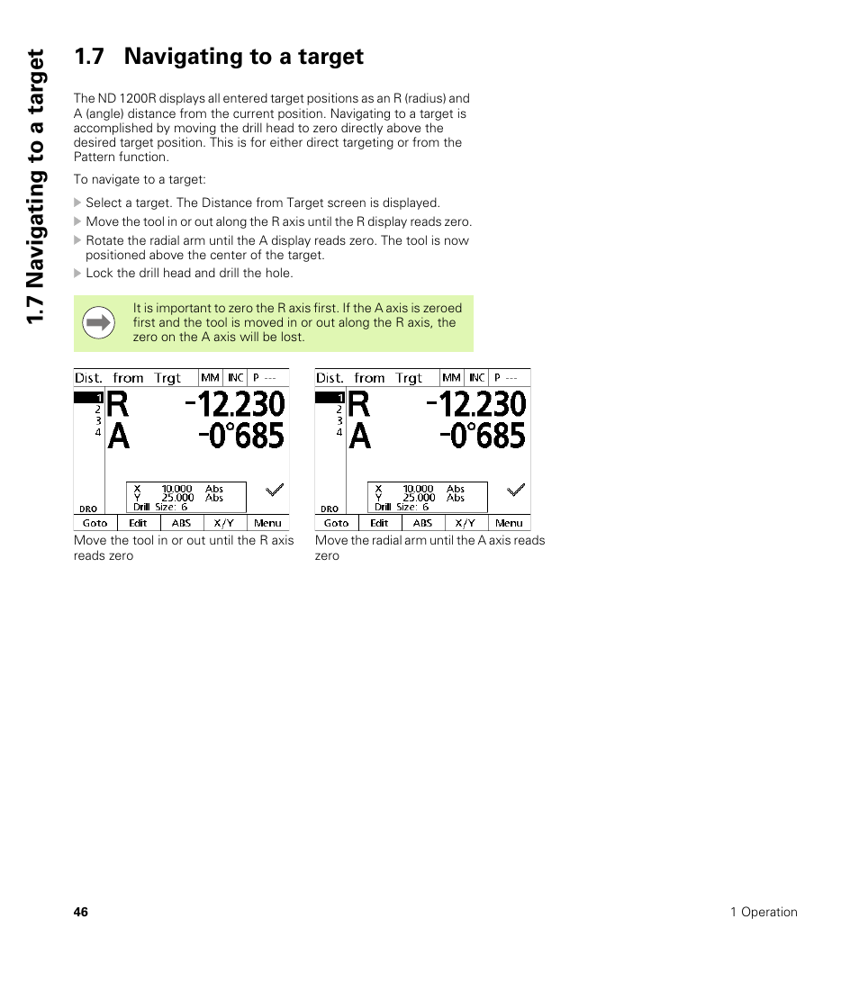 7 navigating to a target | HEIDENHAIN ND 1200R User Manual | Page 46 / 98