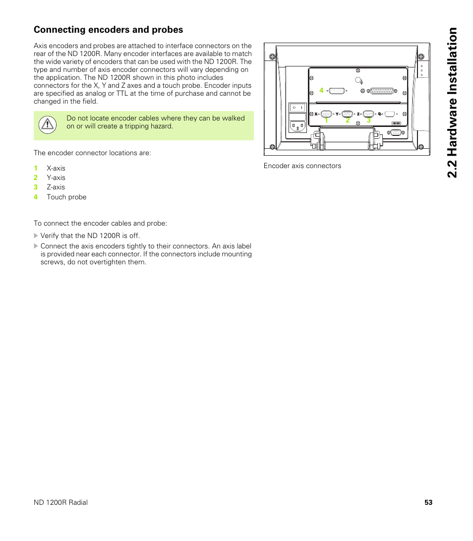 Connecting encoders and probes | HEIDENHAIN ND 1200R User Manual | Page 53 / 98