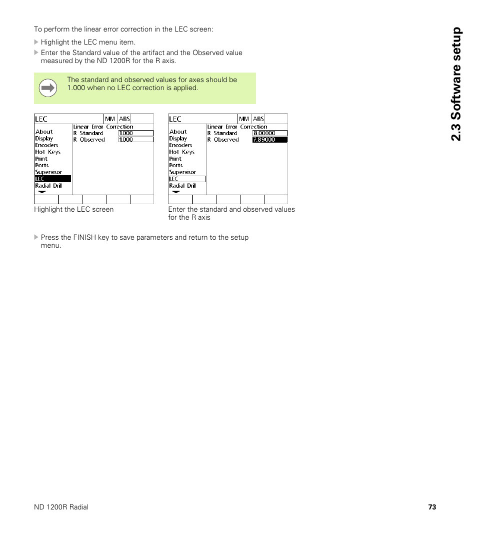3 sof tw a re set u p | HEIDENHAIN ND 1200R User Manual | Page 73 / 98