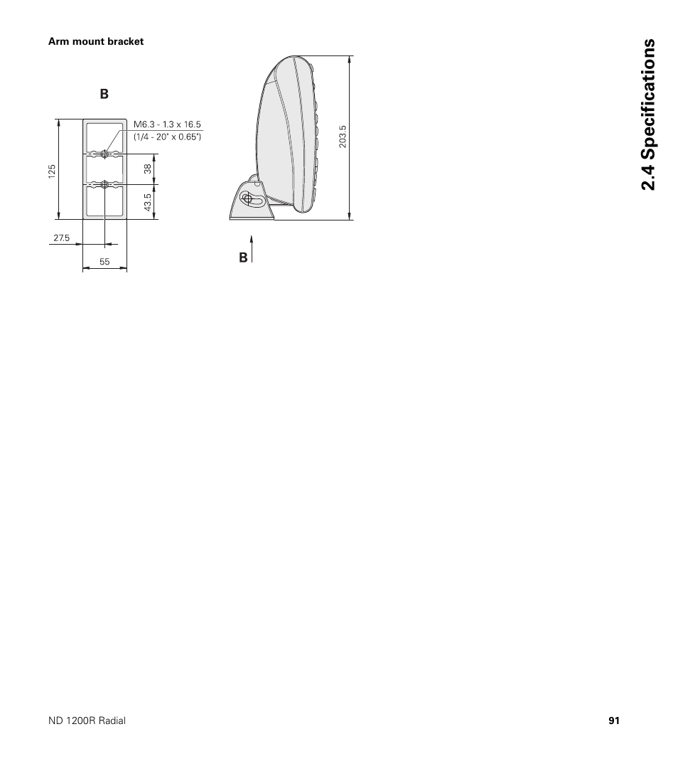 Arm mount bracket, 4 specifications | HEIDENHAIN ND 1200R User Manual | Page 91 / 98