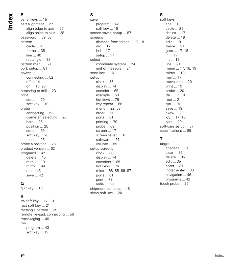 Index | HEIDENHAIN ND 1200R User Manual | Page 94 / 98