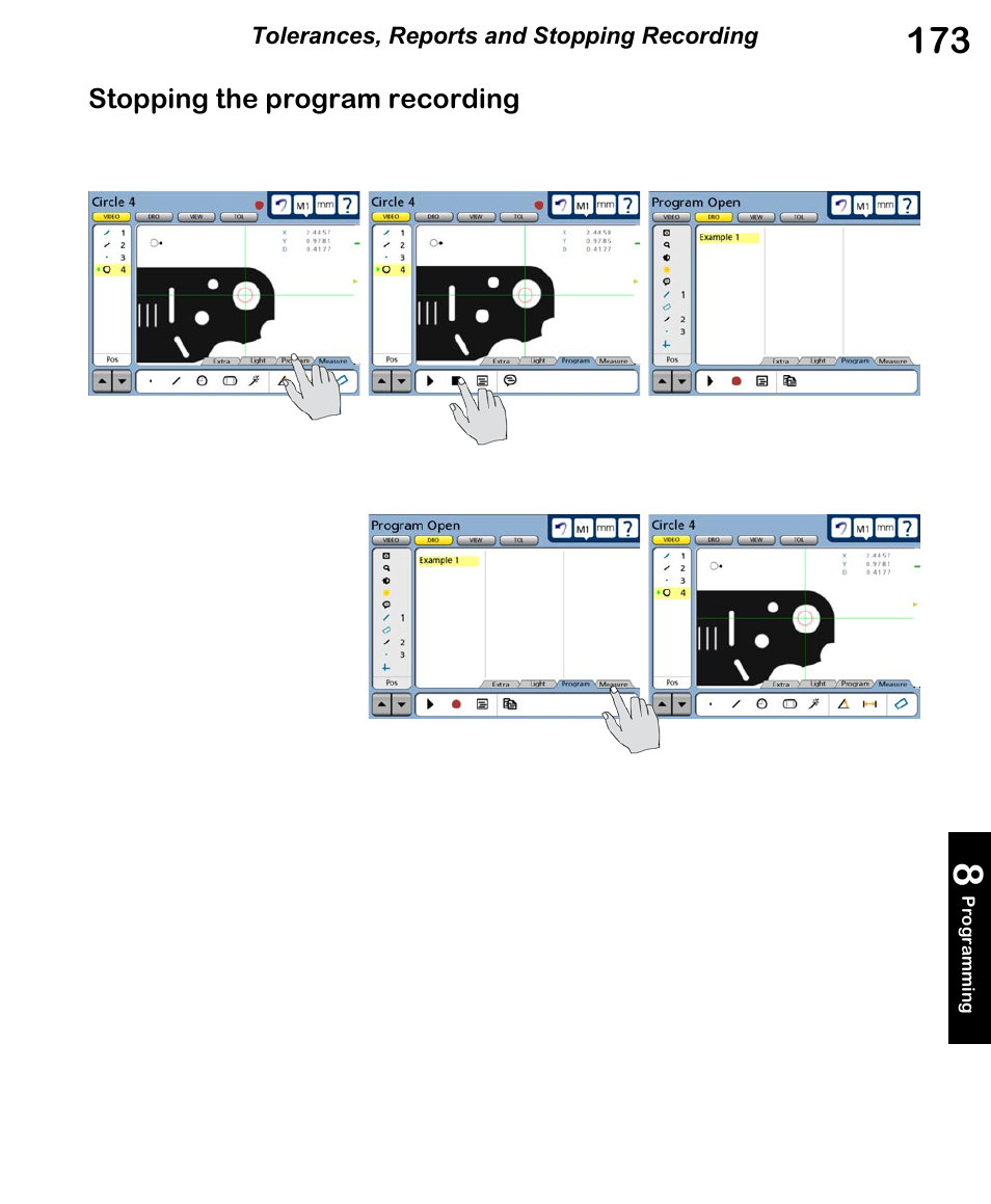 Stopping the program recording | HEIDENHAIN ND 1300 VED and Crosshair Systems User Manual | Page 193 / 331