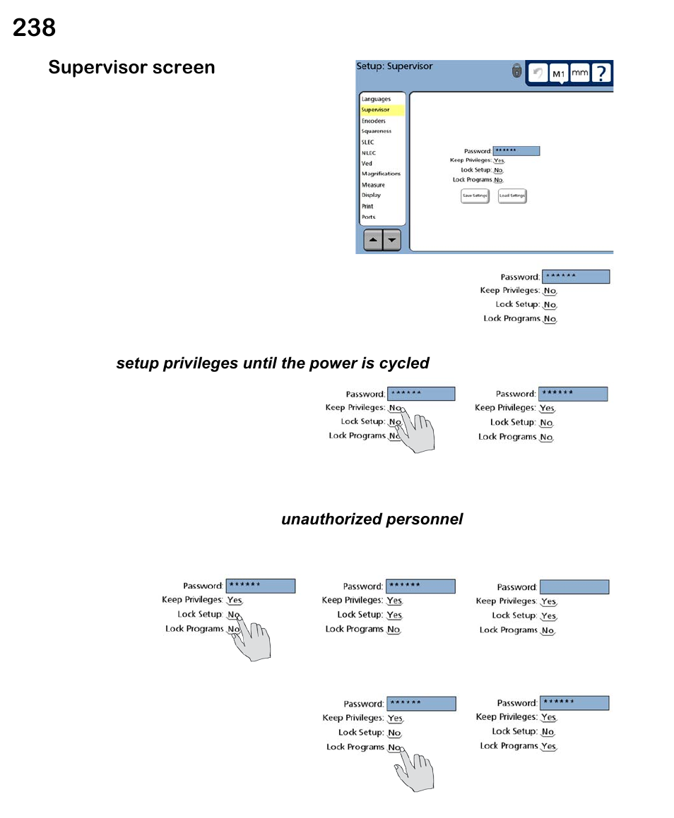 Supervisor screen | HEIDENHAIN ND 1300 VED and Crosshair Systems User Manual | Page 258 / 331