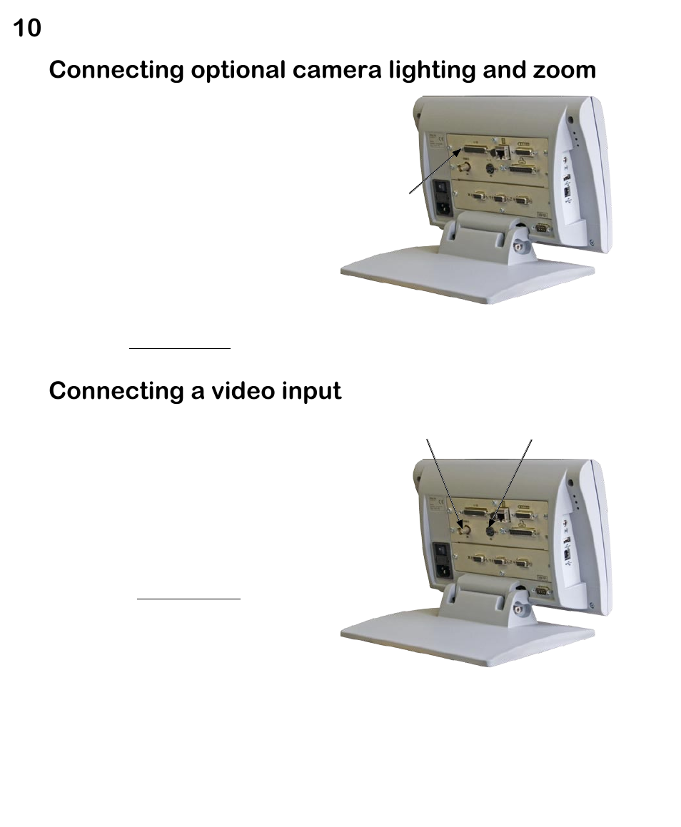 Connecting optional camera lighting and zoom, Connecting a video input | HEIDENHAIN ND 1300 VED and Crosshair Systems User Manual | Page 30 / 331