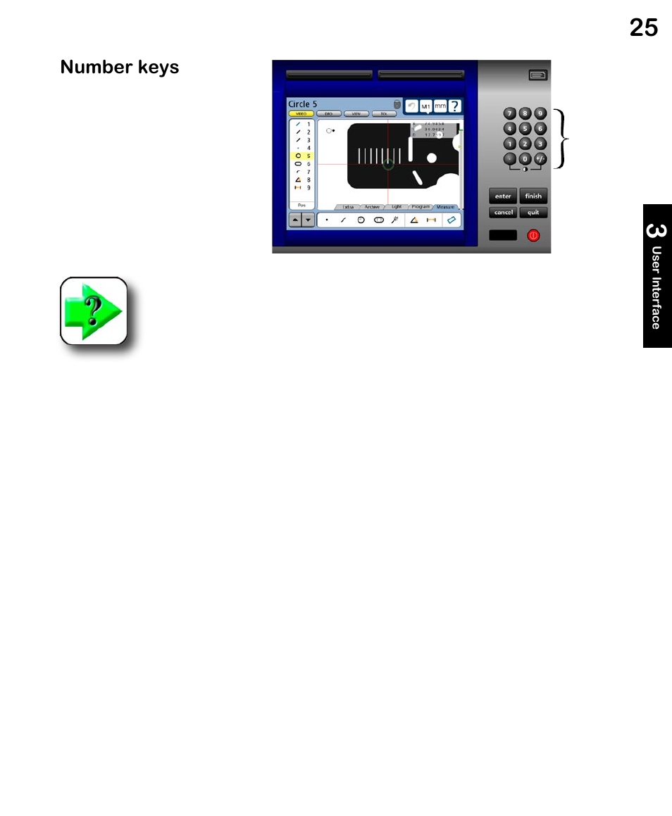 Number keys | HEIDENHAIN ND 1300 VED and Crosshair Systems User Manual | Page 45 / 331