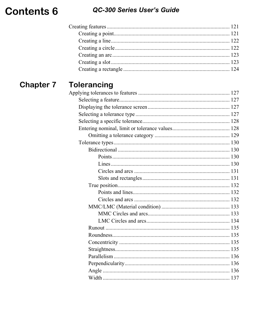Contents 6, Chapter 7 tolerancing | HEIDENHAIN ND 1300 OED and Crosshair Systems User Manual | Page 12 / 257
