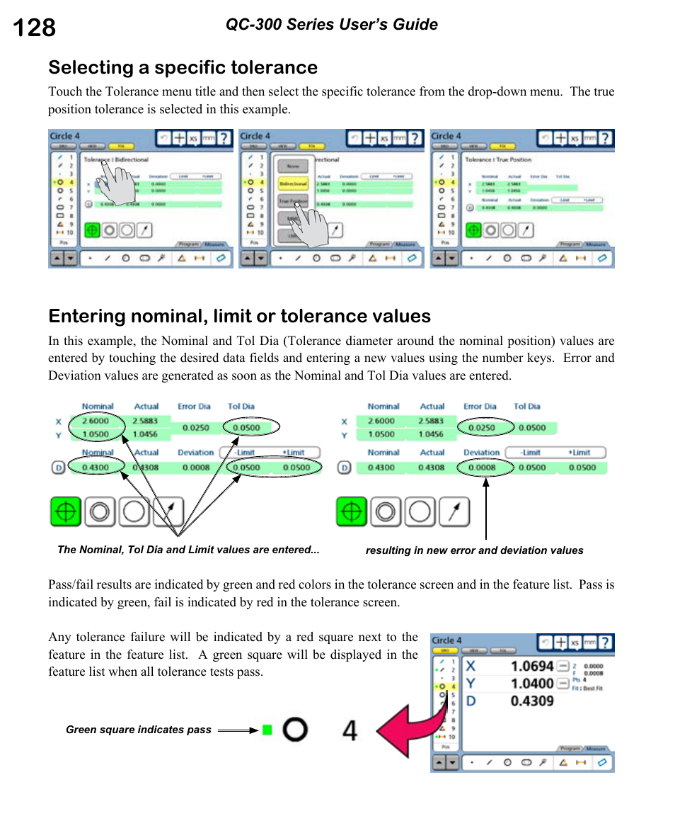 Selecting a specific tolerance, Entering nominal, limit or tolerance values | HEIDENHAIN ND 1300 OED and Crosshair Systems User Manual | Page 146 / 257