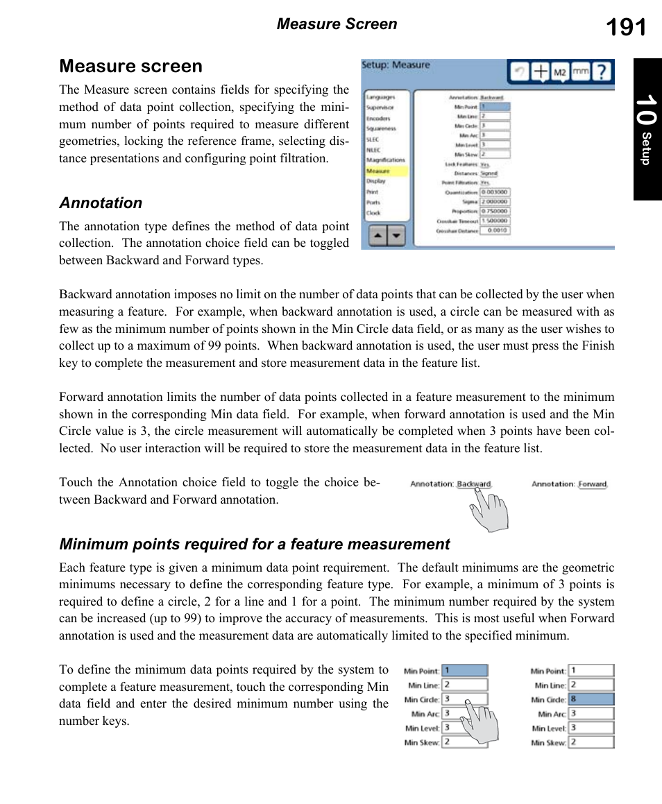 Measure screen | HEIDENHAIN ND 1300 OED and Crosshair Systems User Manual | Page 209 / 257