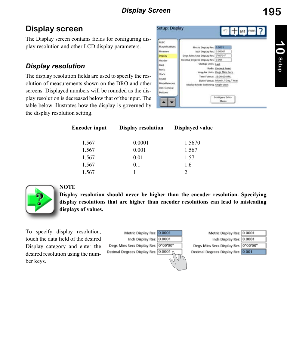 Display screen | HEIDENHAIN ND 1300 OED and Crosshair Systems User Manual | Page 213 / 257