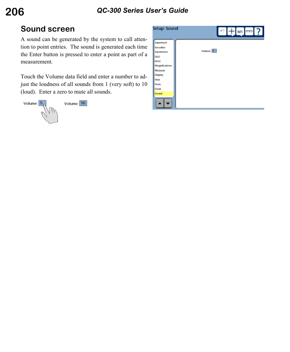 Sound screen | HEIDENHAIN ND 1300 OED and Crosshair Systems User Manual | Page 224 / 257