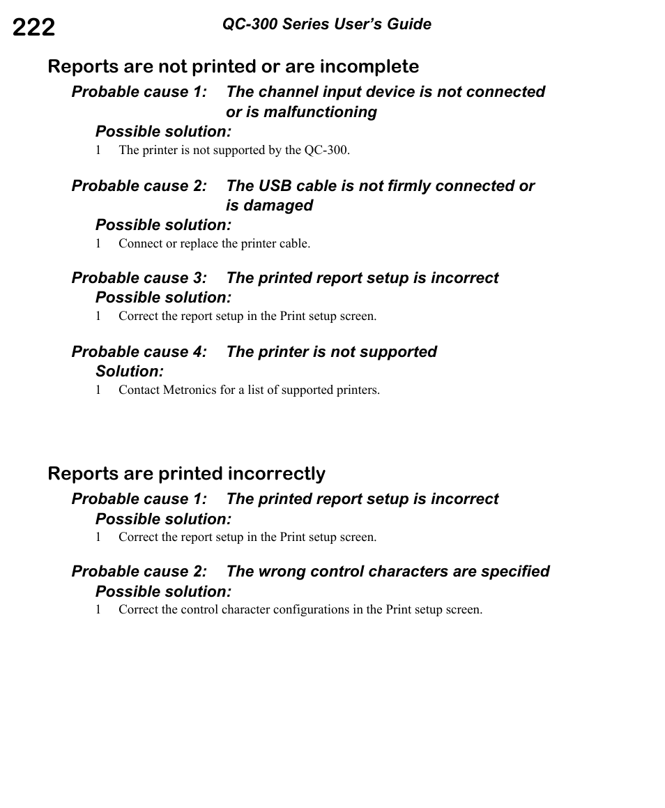 Reports are not printed or are incomplete, Reports are printed incorrectly | HEIDENHAIN ND 1300 OED and Crosshair Systems User Manual | Page 240 / 257