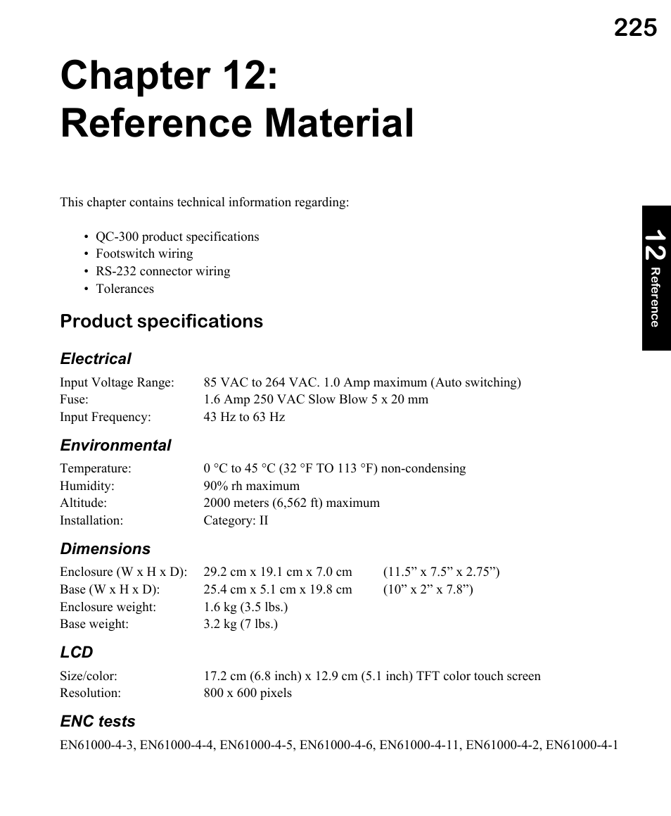 Chapter 12: reference material, Product specifications | HEIDENHAIN ND 1300 OED and Crosshair Systems User Manual | Page 243 / 257