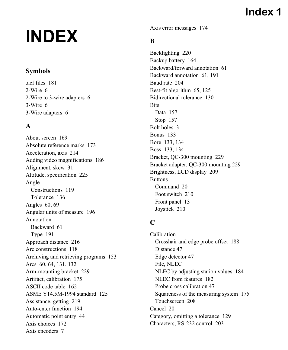Index, Index 1 | HEIDENHAIN ND 1300 OED and Crosshair Systems User Manual | Page 249 / 257