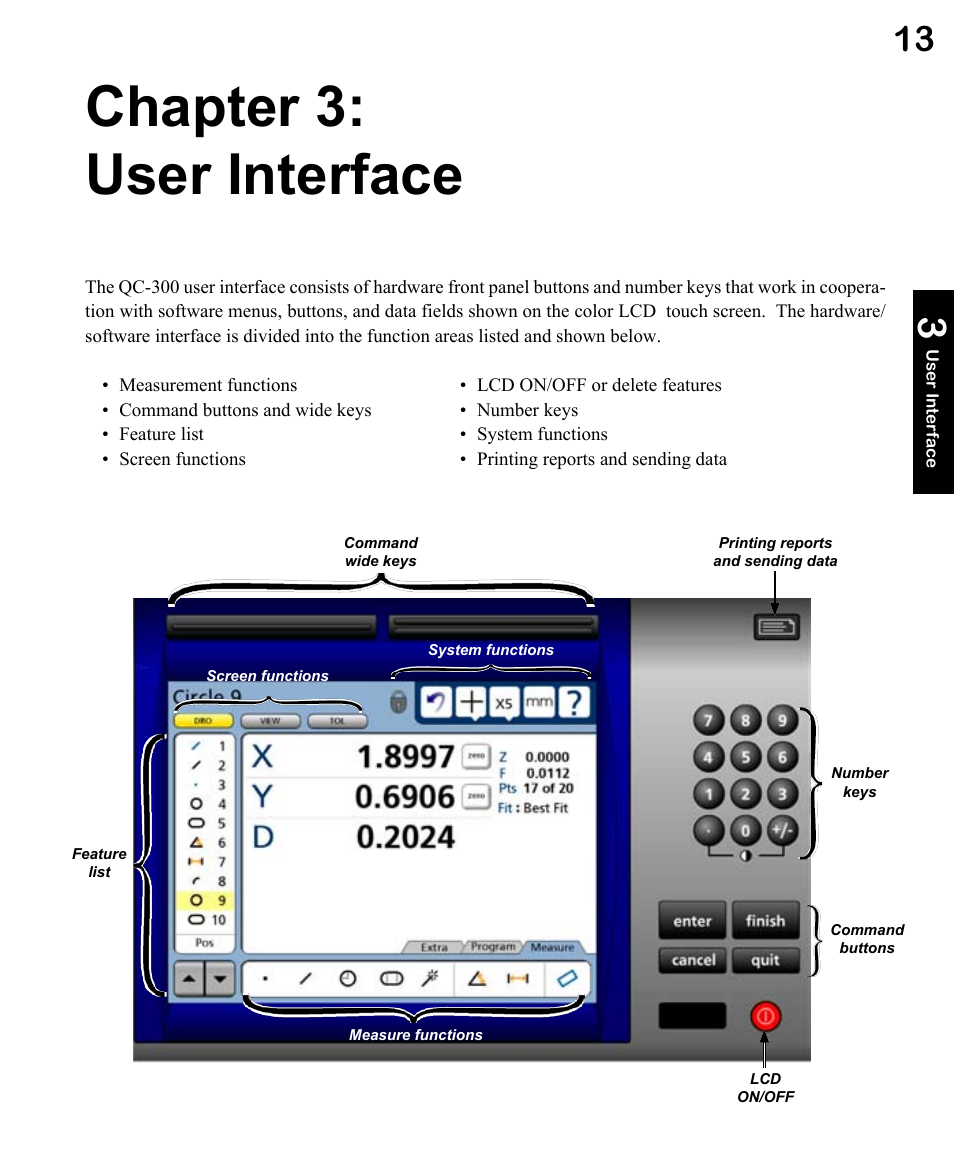 Chapter 3: user interface | HEIDENHAIN ND 1300 OED and Crosshair Systems User Manual | Page 31 / 257