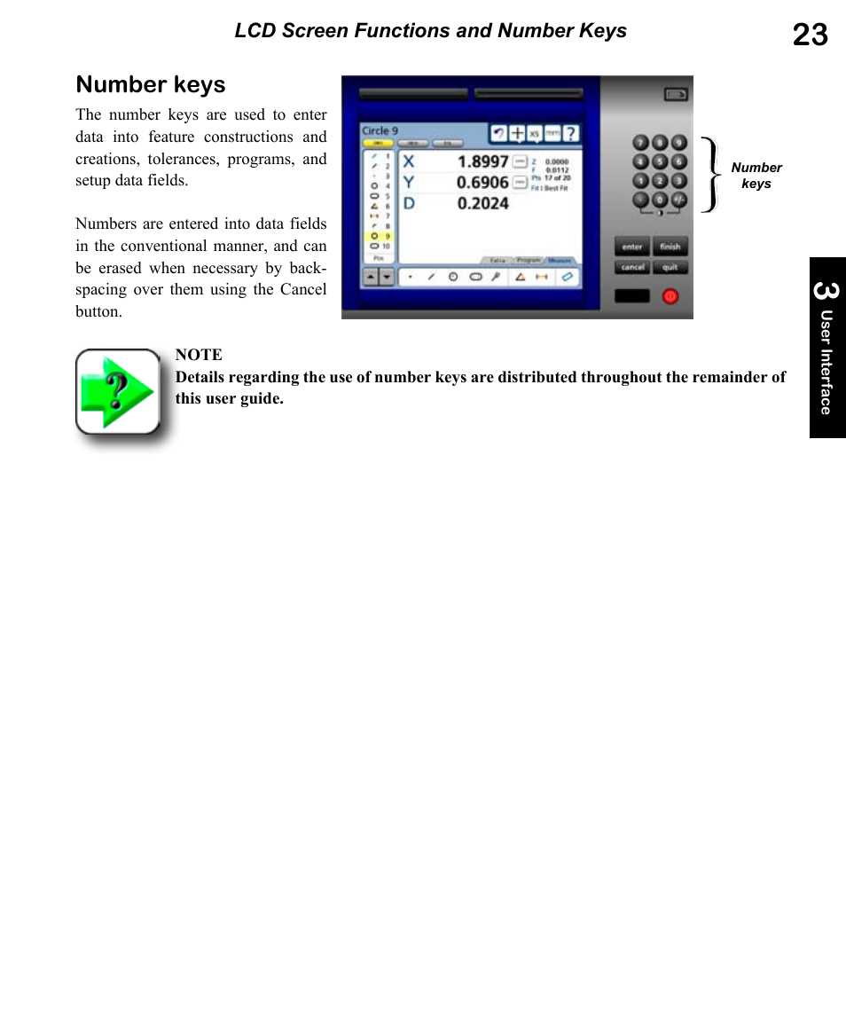 Number keys | HEIDENHAIN ND 1300 OED and Crosshair Systems User Manual | Page 41 / 257