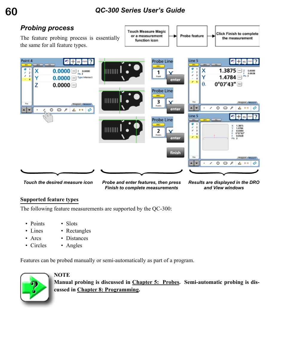 Qc-300 series user’s guide probing process | HEIDENHAIN ND 1300 OED and Crosshair Systems User Manual | Page 78 / 257