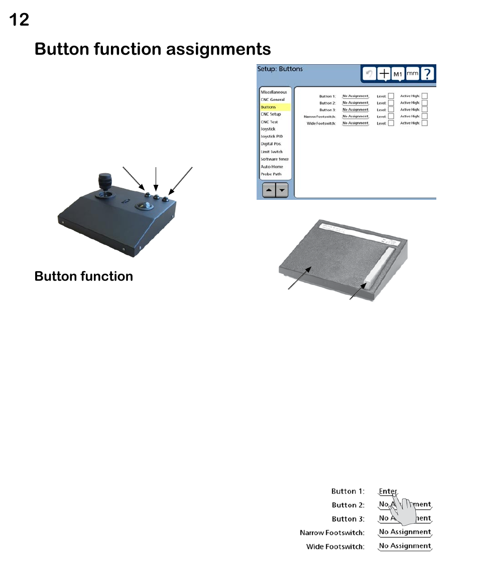 Button function assignments, Button function | HEIDENHAIN ND 1300 CNC Setup User Manual | Page 20 / 54