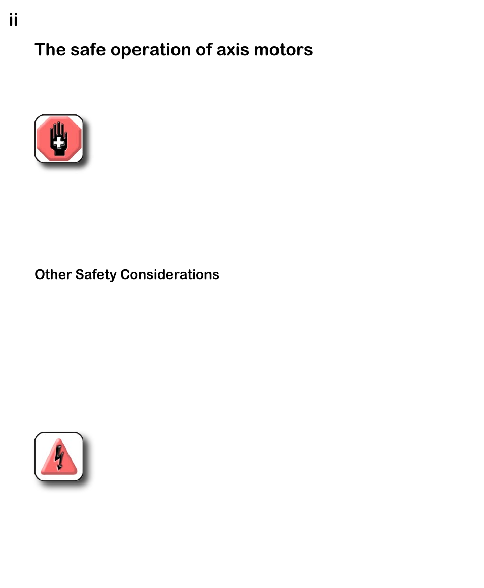 The safe operaton of axs motors, Other safety consderatons | HEIDENHAIN ND 1300 CNC Setup User Manual | Page 5 / 54