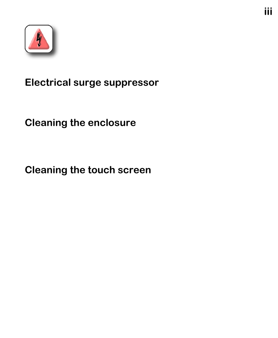 Electrcal surge suppressor, Cleanng the enclosure, Cleanng the touch screen | HEIDENHAIN ND 1300 CNC Setup User Manual | Page 6 / 54