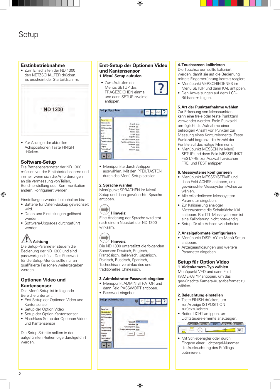 Setup | HEIDENHAIN ND 1300 Quick Start User Manual | Page 10 / 92