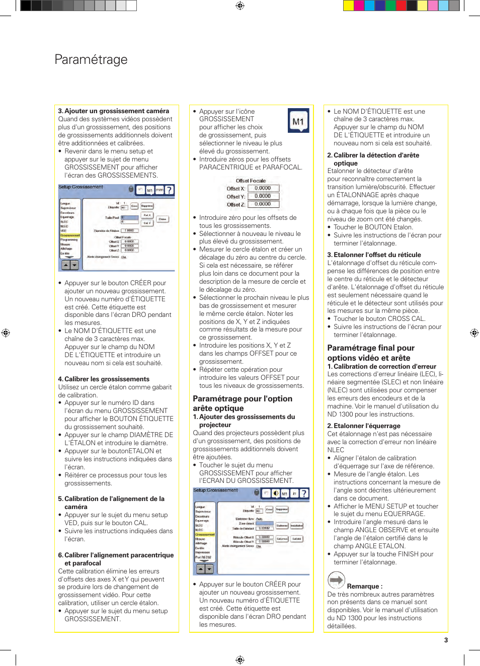 Paramétrage | HEIDENHAIN ND 1300 Quick Start User Manual | Page 17 / 92