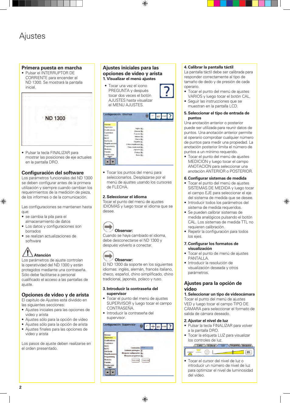 Ajustes | HEIDENHAIN ND 1300 Quick Start User Manual | Page 28 / 92