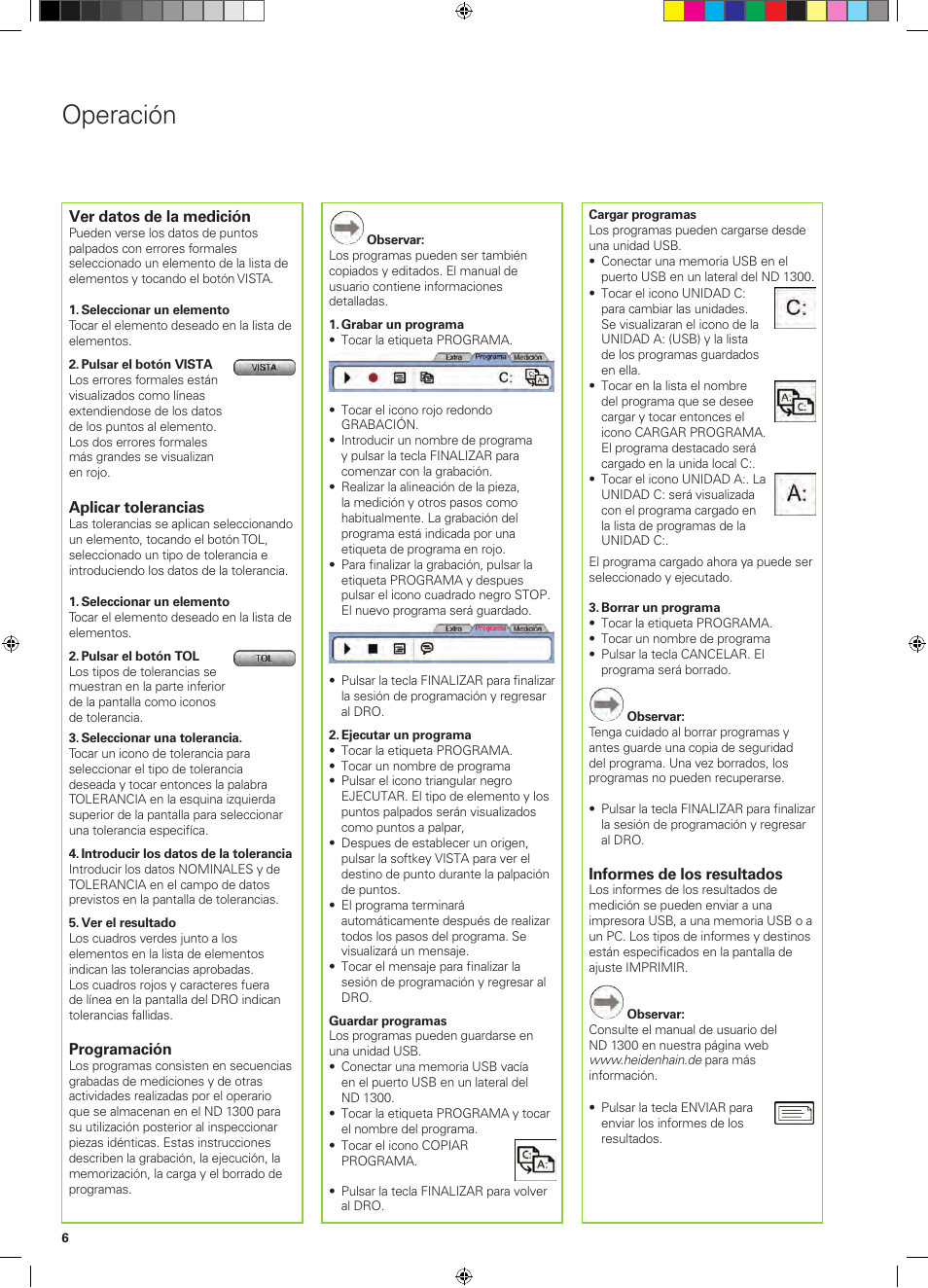 Operación | HEIDENHAIN ND 1300 Quick Start User Manual | Page 32 / 92