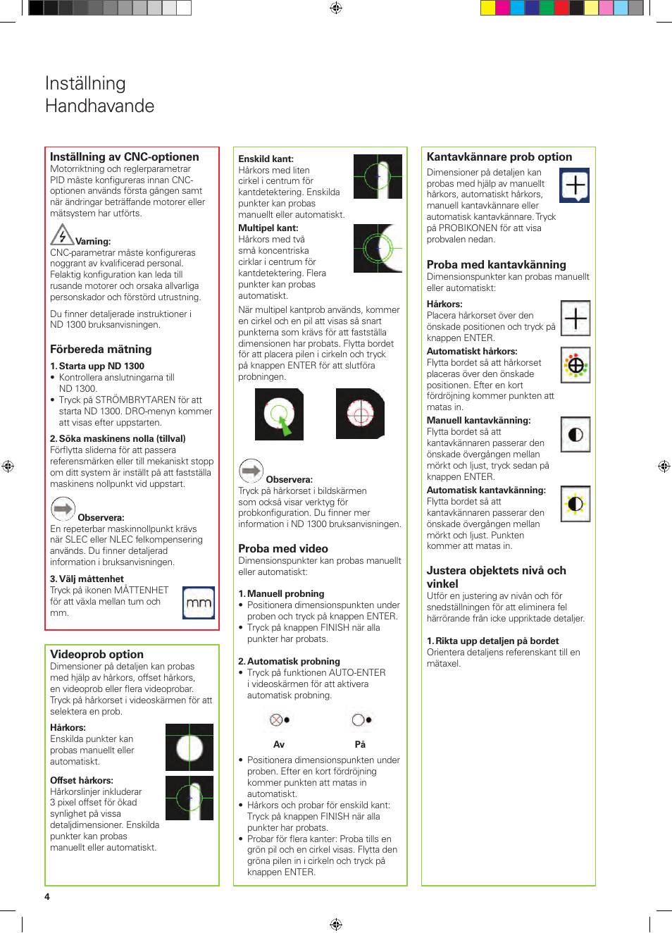 Inställning handhavande | HEIDENHAIN ND 1300 Quick Start User Manual | Page 36 / 92