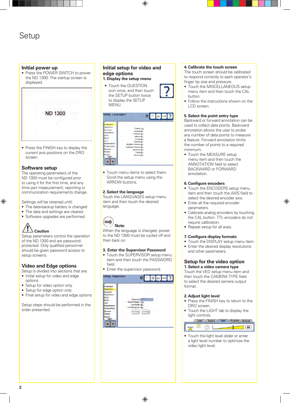 Setup | HEIDENHAIN ND 1300 Quick Start User Manual | Page 4 / 92
