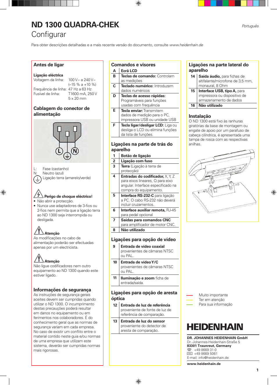 09_qrg_nd1300_pt, Nd 1300 quadra-chek, Configurar | HEIDENHAIN ND 1300 Quick Start User Manual | Page 51 / 92