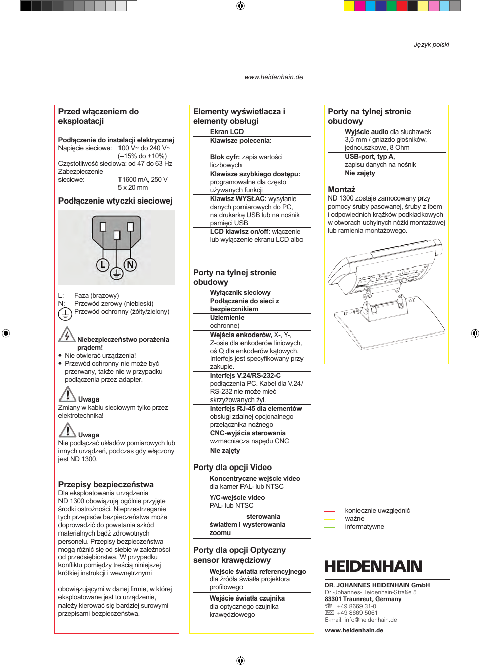 10_qrg_nd1300_pl, Nd 1300 quadra-chek, Setup | HEIDENHAIN ND 1300 Quick Start User Manual | Page 57 / 92