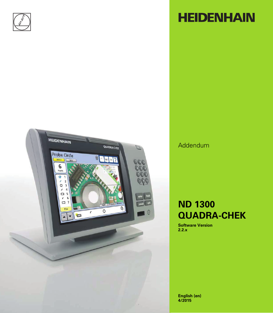 HEIDENHAIN ND 1300 Addendum User Manual | 36 pages