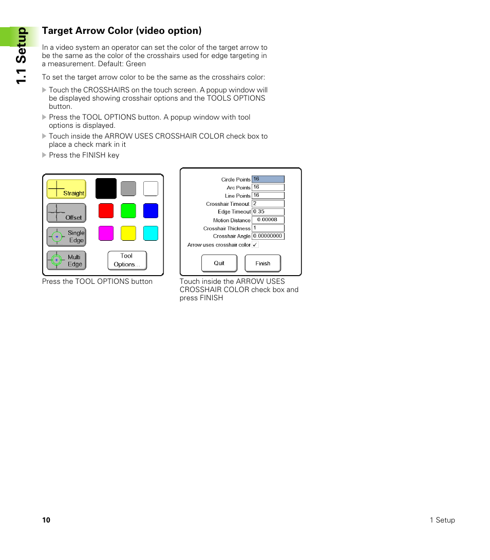 Target arrow color (video option), 1s e tu p | HEIDENHAIN ND 1300 Addendum User Manual | Page 10 / 36