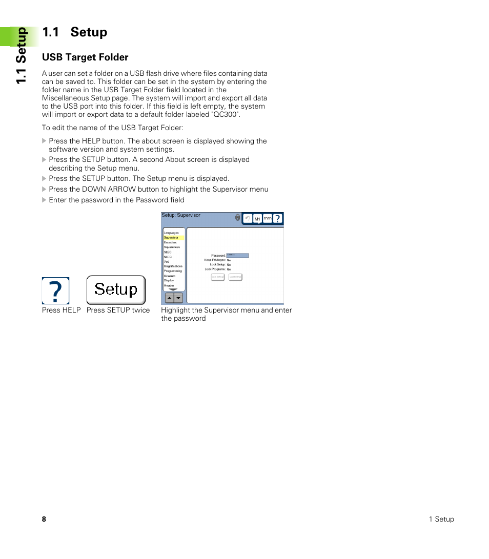 Usb target folder, 1s e tu p 1.1 setup | HEIDENHAIN ND 1300 Addendum User Manual | Page 8 / 36