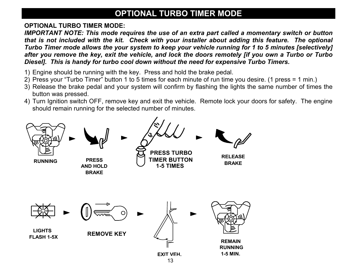 Optional turbo timer mode | Crimestopper Security Products CS-2016FM User Manual | Page 13 / 21