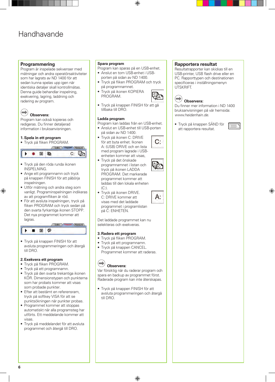 Handhavande | HEIDENHAIN ND 1400 Quick Start User Manual | Page 38 / 96