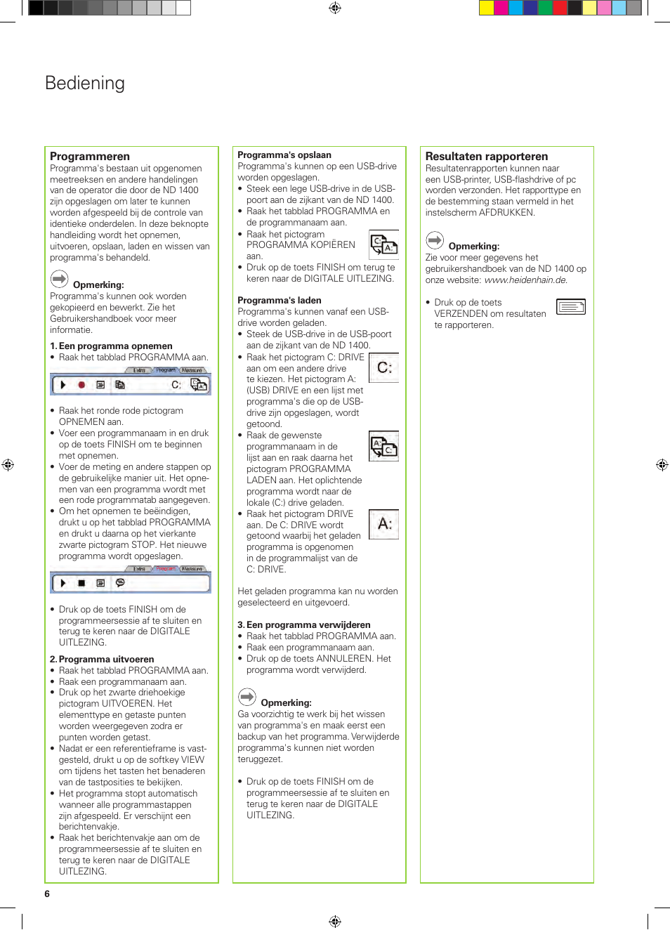 Bediening | HEIDENHAIN ND 1400 Quick Start User Manual | Page 44 / 96