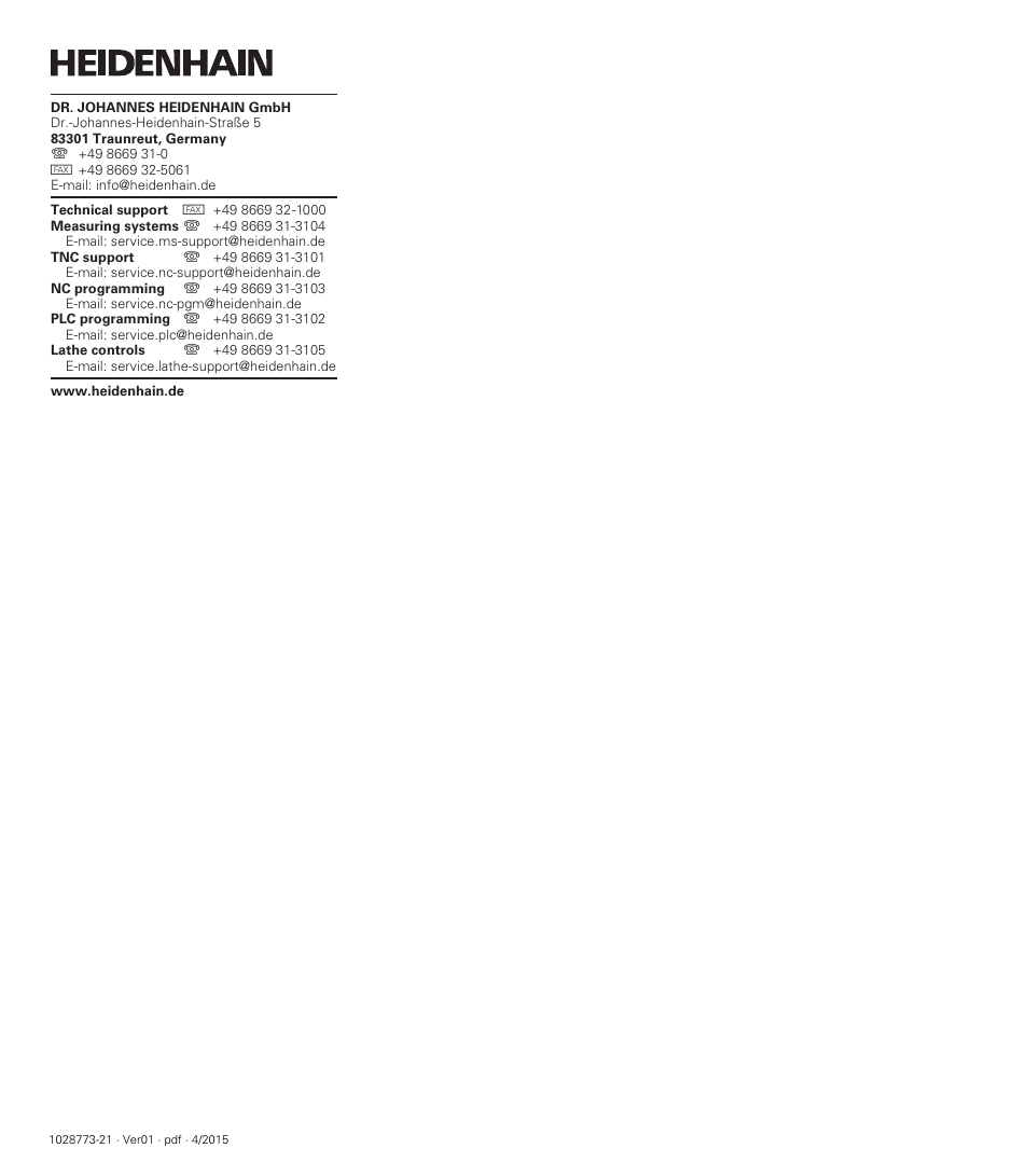 HEIDENHAIN ND 1400 Addendum User Manual | Page 36 / 36