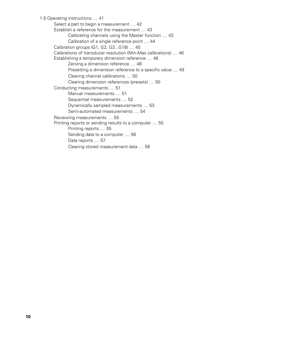 Select a part to begin a measurement, Establish a reference for the measurement, Calibrating channels using the master function | Calibration of a single reference point, Calibration groups (g1, g2, g3...g18), Establishing a temporary dimension reference, Zeroing a dimension reference, Clearing channel calibrations, Clearing dimension references (presets), Conducting measurements | HEIDENHAIN ND 2100G User Manual | Page 10 / 279
