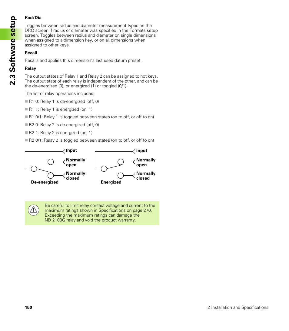 3 s o ft wa re s e tu p | HEIDENHAIN ND 2100G User Manual | Page 150 / 279