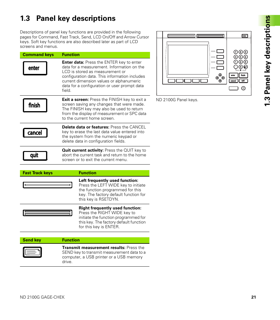 Enter finish cancel quit | HEIDENHAIN ND 2100G User Manual | Page 21 / 279