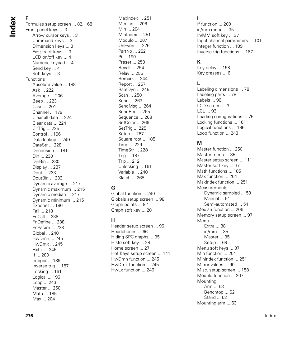 Index | HEIDENHAIN ND 2100G User Manual | Page 276 / 279