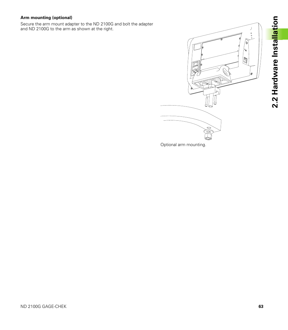 Arm mounting (optional) | HEIDENHAIN ND 2100G User Manual | Page 63 / 279