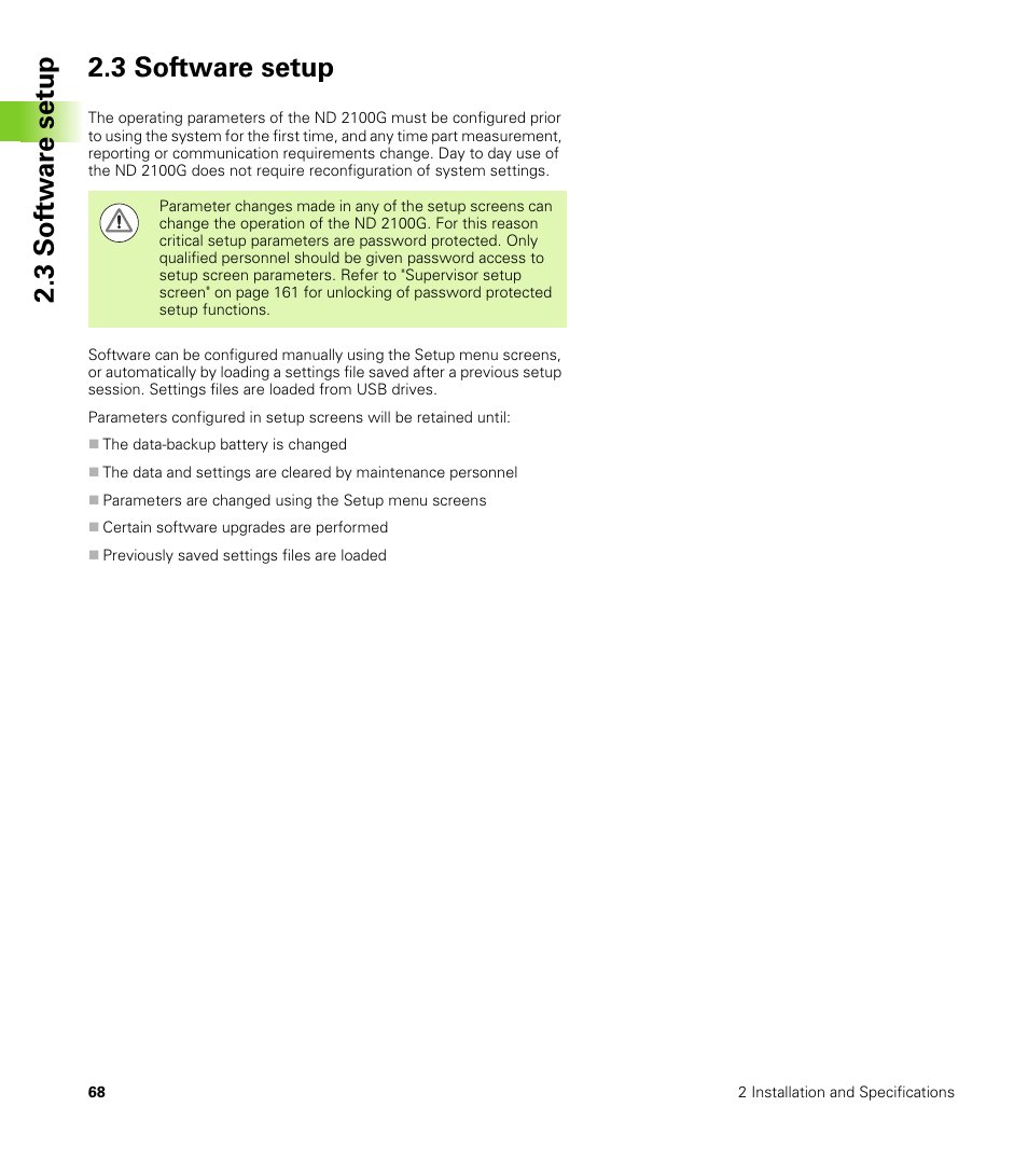 3 s o ft wa re s e tu p 2.3 software setup | HEIDENHAIN ND 2100G User Manual | Page 68 / 279