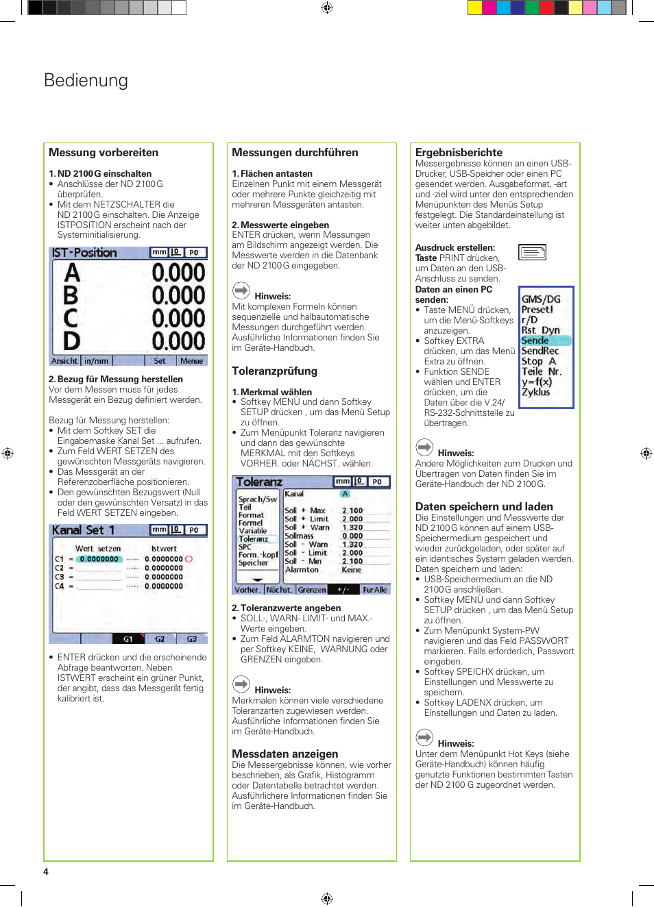 Bedienung | HEIDENHAIN ND 2100G Quick Start User Manual | Page 10 / 60