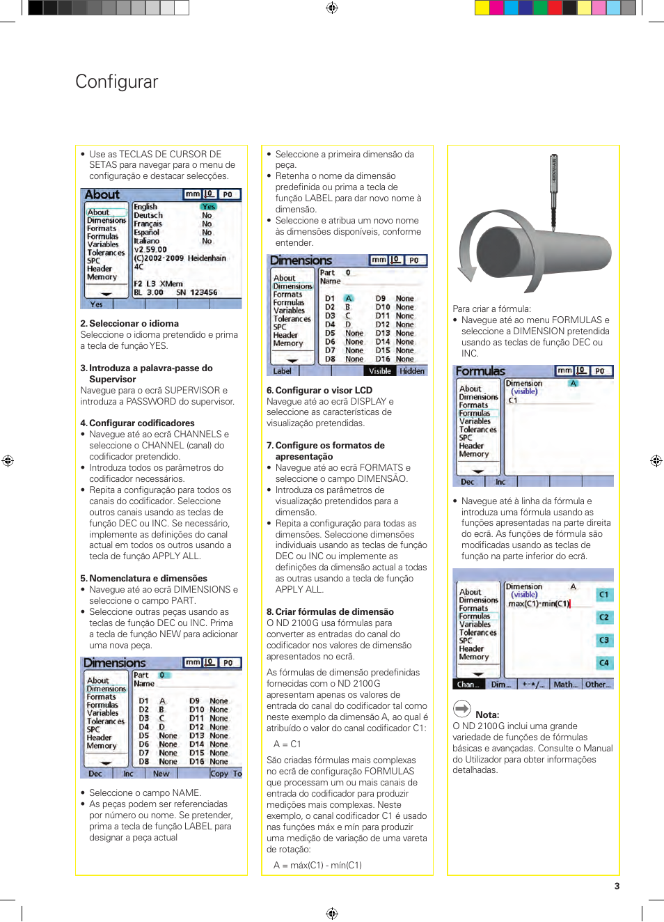Configurar | HEIDENHAIN ND 2100G Quick Start User Manual | Page 33 / 60