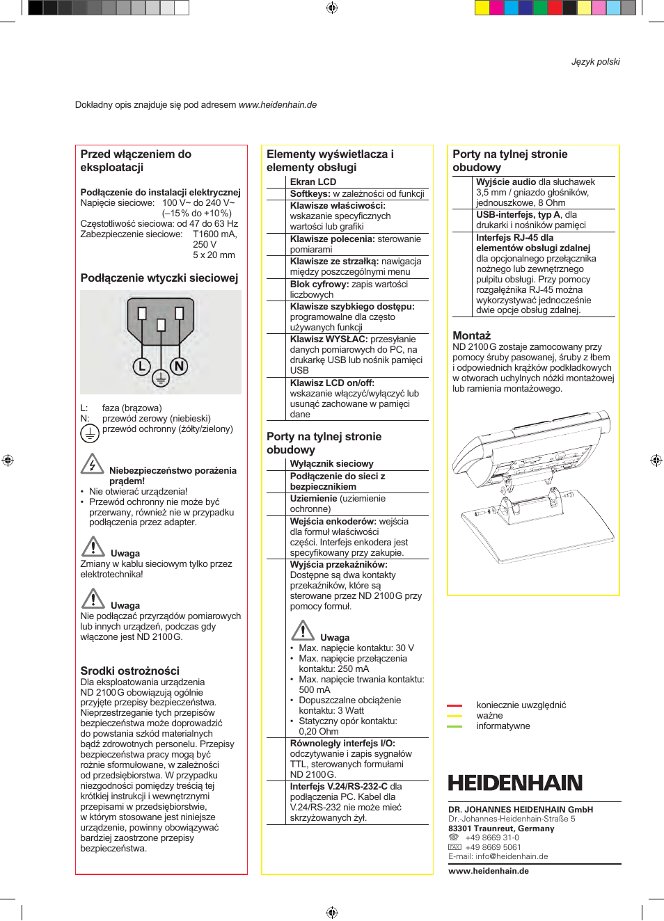 10_nd2100g_pl, Nd 2100 g gage-chek, Setup | HEIDENHAIN ND 2100G Quick Start User Manual | Page 35 / 60