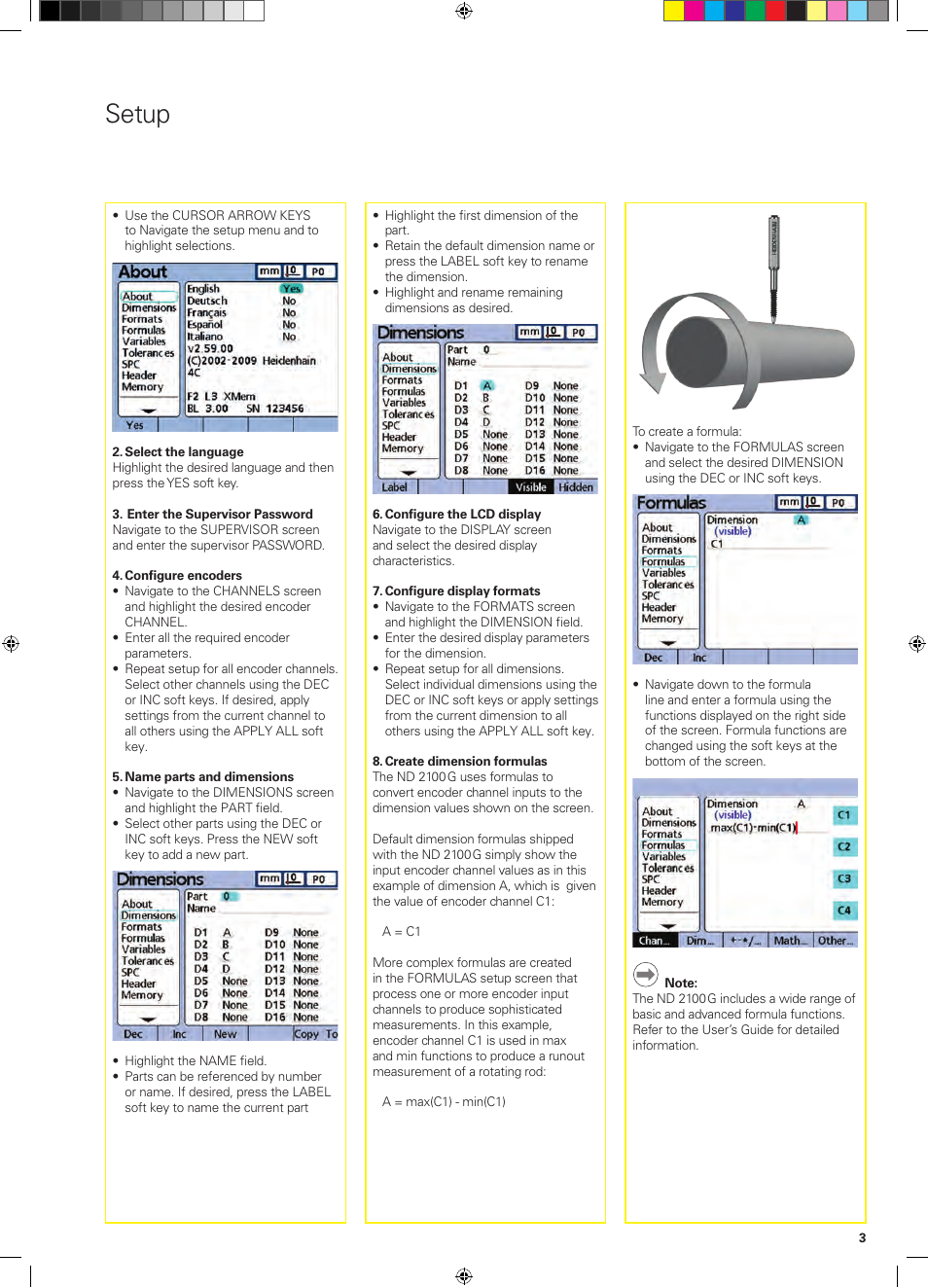 Setup | HEIDENHAIN ND 2100G Quick Start User Manual | Page 5 / 60