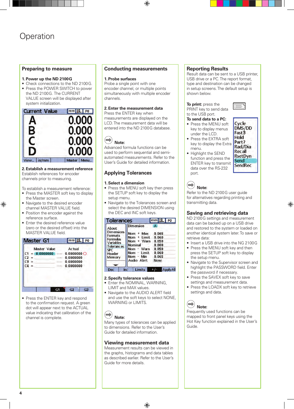 Operation | HEIDENHAIN ND 2100G Quick Start User Manual | Page 6 / 60