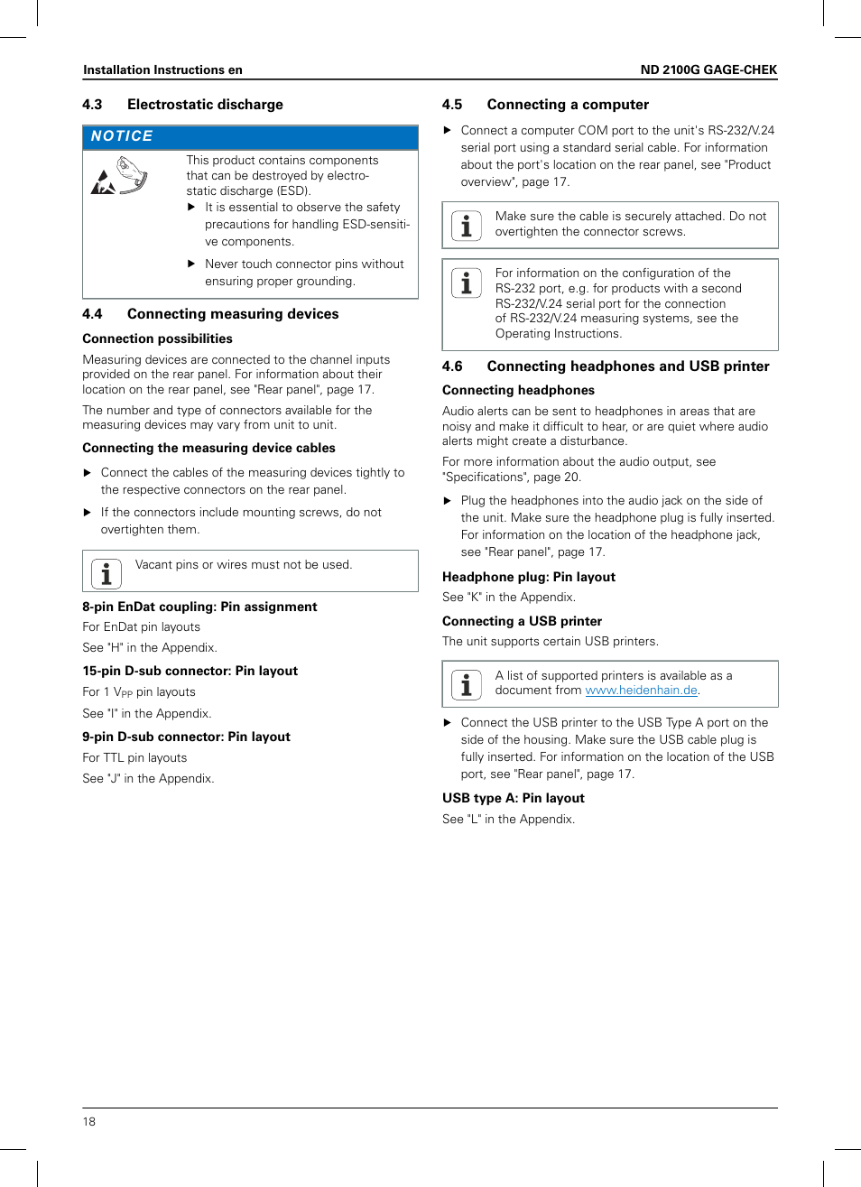 HEIDENHAIN ND 2100G Installation User Manual | Page 16 / 108